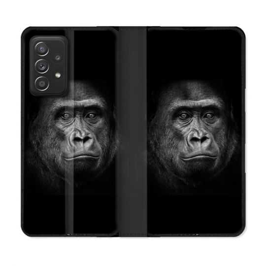 Housse Cuir Portefeuille Pour Samsung Galaxy A33 5G Animal Gorille Noir