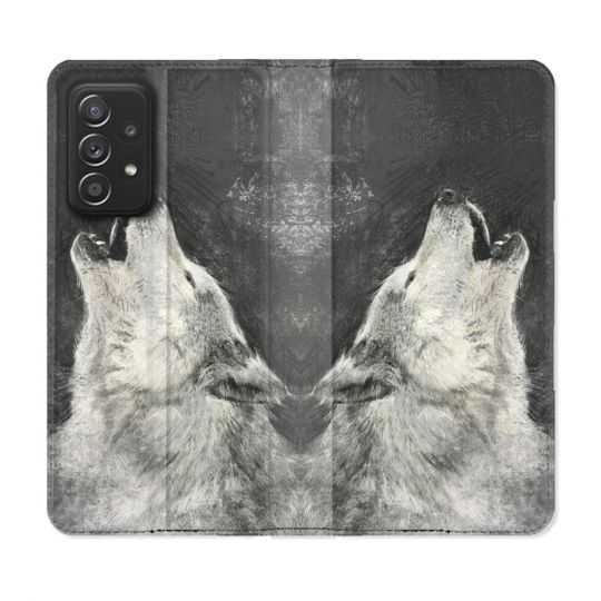 Housse Cuir Portefeuille Pour Samsung Galaxy A33 5G Animal Loup Hurlement
