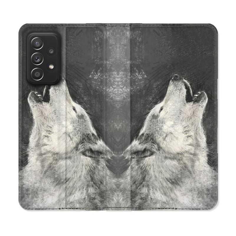 Housse Cuir Portefeuille Pour Samsung Galaxy A33 5G Animal Loup Hurlement