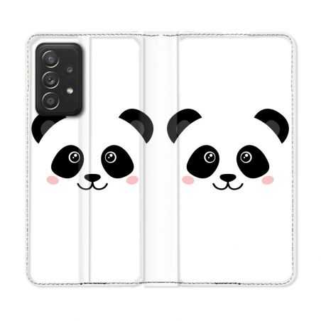 Housse Cuir Portefeuille Pour Samsung Galaxy A33 5G Animal Panda Blanc