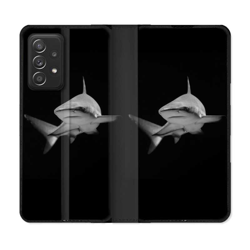 Housse Cuir Portefeuille Pour Samsung Galaxy A33 5G Animal Requin Sombre