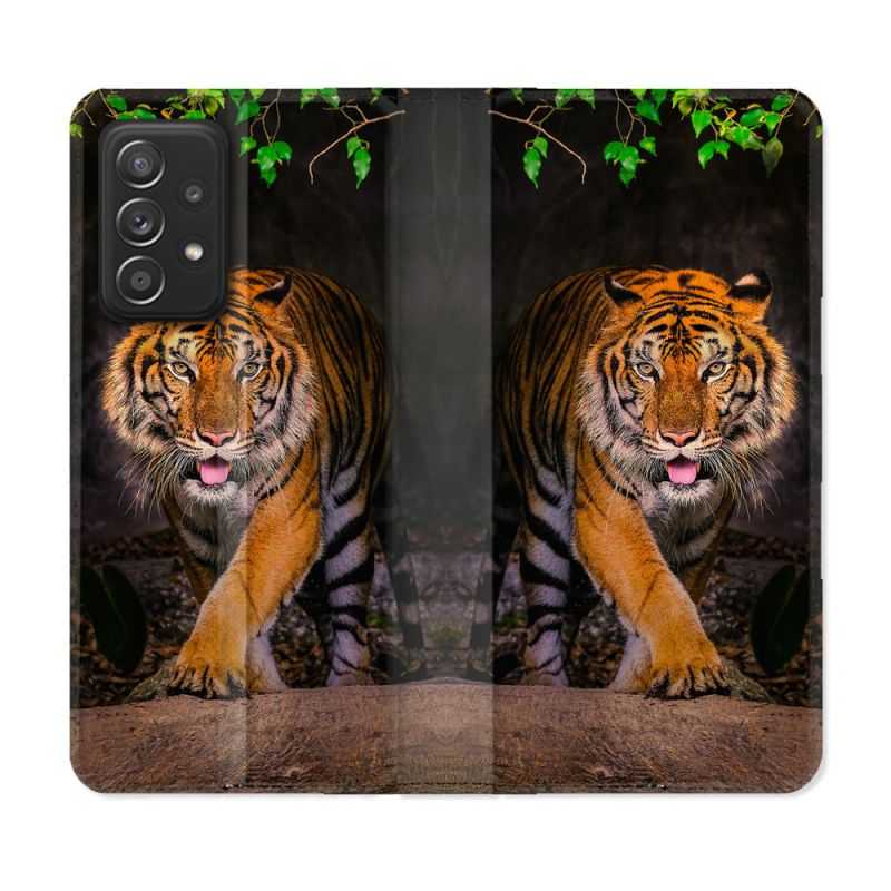 Housse Cuir Portefeuille Pour Samsung Galaxy A33 5G Animal Tigre Jungle