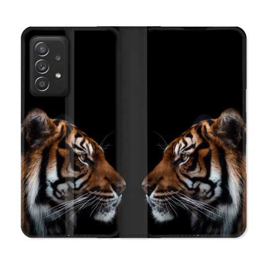 Housse Cuir Portefeuille Pour Samsung Galaxy A33 5G Animal Tigre Noir