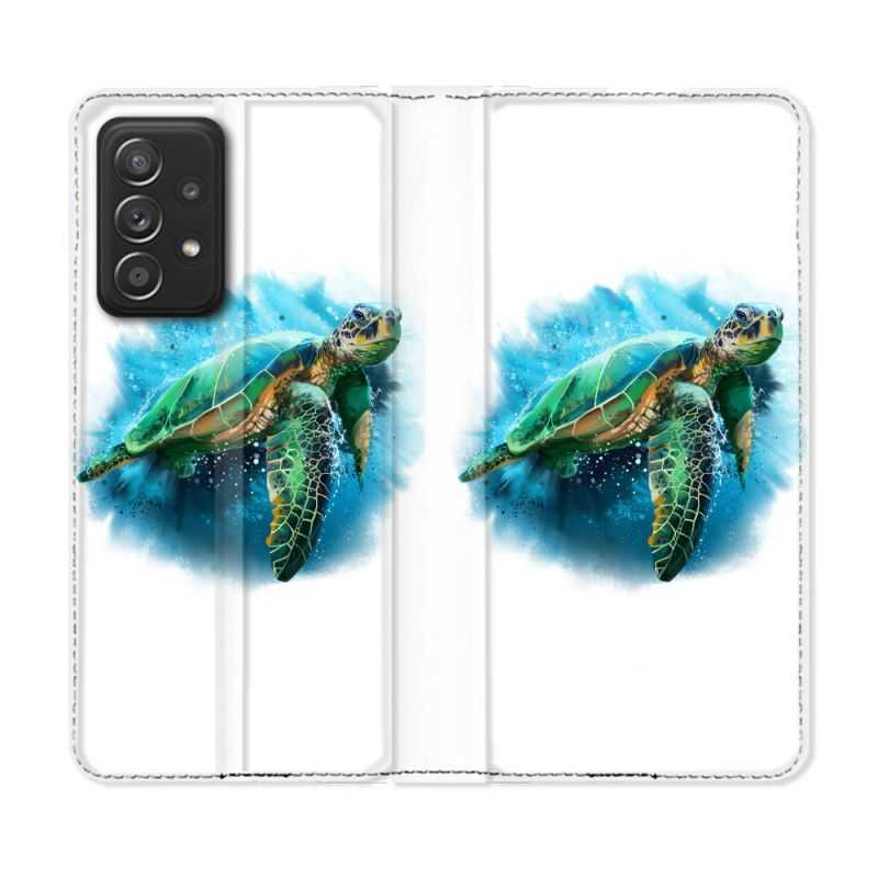 Housse Cuir Portefeuille Pour Samsung Galaxy A33 5G Animal Tortue Blanche multicolore
