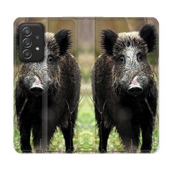 Housse Cuir Portefeuille Pour Samsung Galaxy A33 5G Chasse Sanglier bois