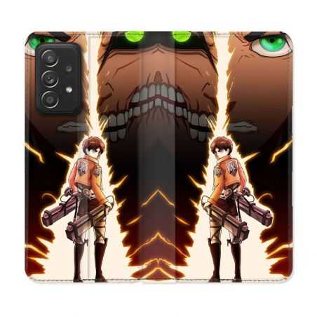 Housse Cuir Portefeuille Pour Samsung Galaxy A33 5G Manga Attaque Titans Eren Eclair