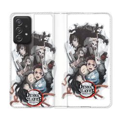 Housse Cuir Portefeuille Pour Samsung Galaxy A33 5G Manga Demon Slayer Blanc