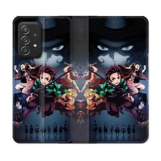 Housse Cuir Portefeuille Pour Samsung Galaxy A33 5G Manga Demon Slayer Noir