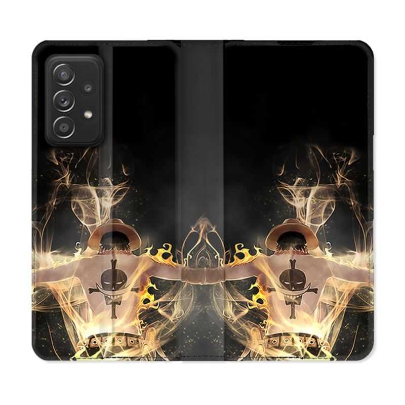 Housse Cuir Portefeuille Pour Samsung Galaxy A33 5G Manga One Piece Ace Noir
