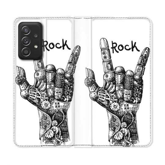 Housse Cuir Portefeuille Pour Samsung Galaxy A33 5G Musique Rock Main