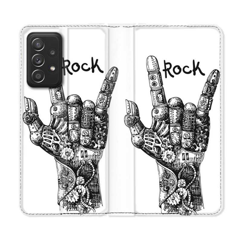 Housse Cuir Portefeuille Pour Samsung Galaxy A33 5G Musique Rock Main