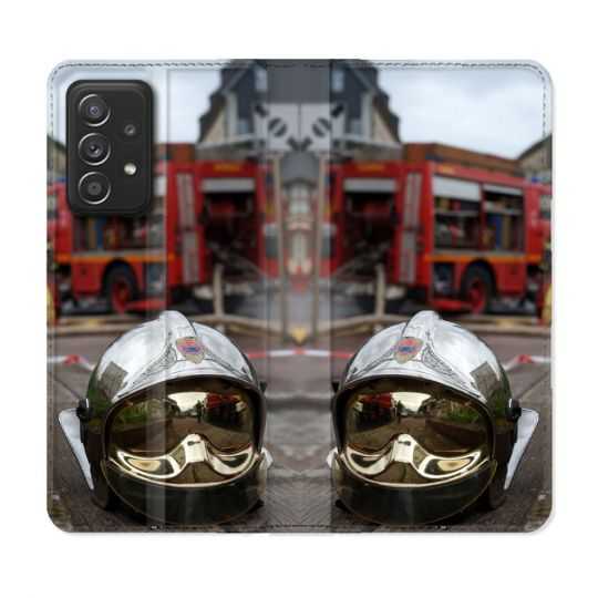 Housse Cuir Portefeuille Pour Samsung Galaxy A33 5G Pompier Casque Camion