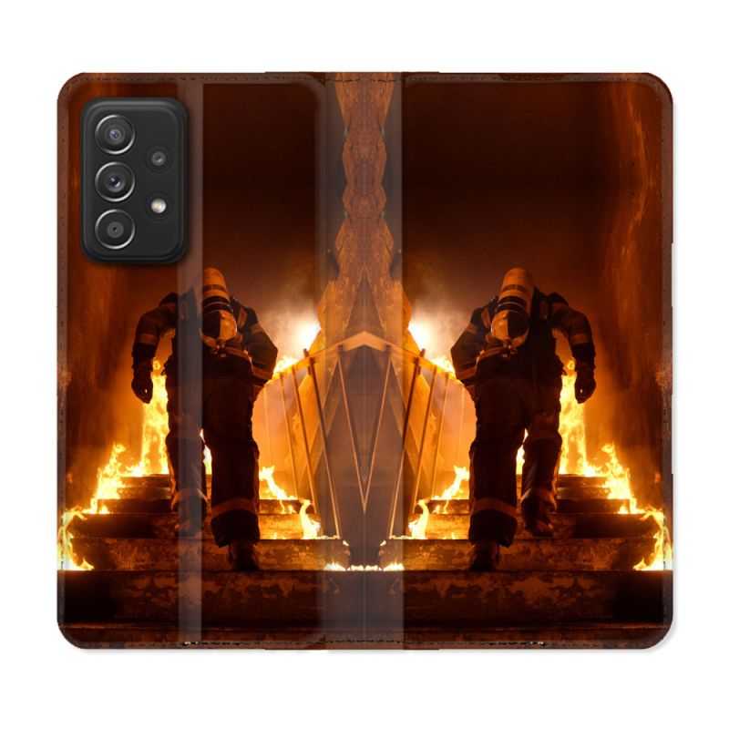 Housse Cuir Portefeuille Pour Samsung Galaxy A33 5G Pompier Escalier