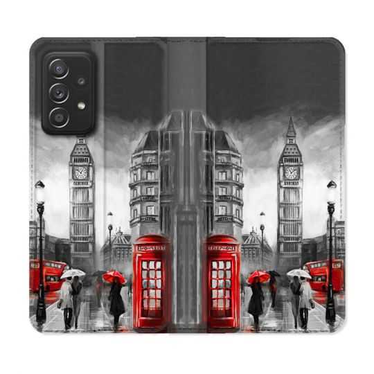 Housse Cuir Portefeuille Pour Samsung Galaxy A33 5G Voyage Angleterre Londres Vintage