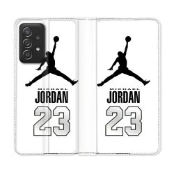 Housse Cuir Portefeuille Pour Samsung Galaxy A33 5G Jordan 23 Blanc