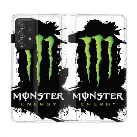 Housse Cuir Portefeuille Pour Samsung Galaxy A33 5G Monster Energy Tache