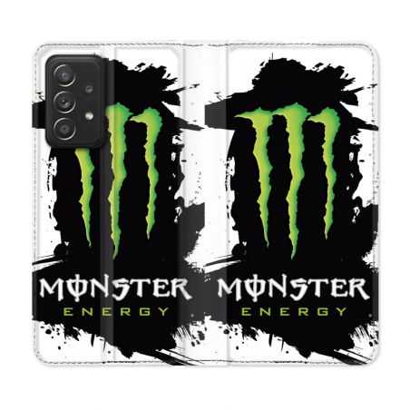 Housse Cuir Portefeuille Pour Samsung Galaxy A33 5G Monster Energy Tache
