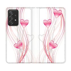 Housse Cuir Portefeuille Pour Samsung Galaxy A33 5G Amour Coeur Rose Montant sur Blanc