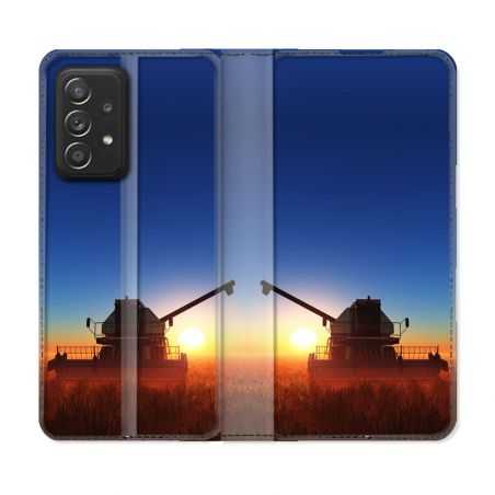 Housse Cuir Portefeuille Pour Samsung Galaxy A53 5G Agriculture Moissonneuse Soleil