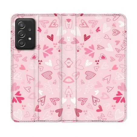 Housse Cuir Portefeuille Pour Samsung Galaxy A53 5G Amour Ptis Coeurs