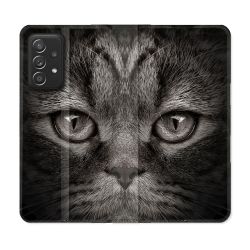 Housse Cuir Portefeuille Pour Samsung Galaxy A53 5G Animal Chat Gris