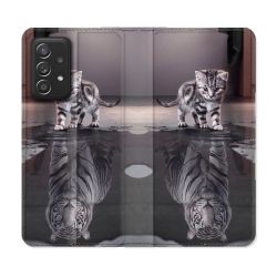 Housse Cuir Portefeuille Pour Samsung Galaxy A53 5G Animal Chat Reflet