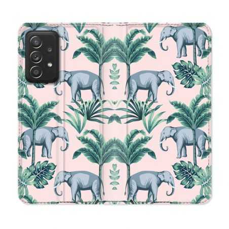 Housse Cuir Portefeuille Pour Samsung Galaxy A53 5G Animal Elephant Pattern