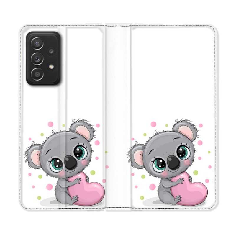 Housse Cuir Portefeuille Pour Samsung Galaxy A53 5G Animal Koala Cœur