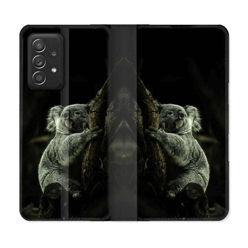 Housse Cuir Portefeuille Pour Samsung Galaxy A53 5G Animal Koala Noir