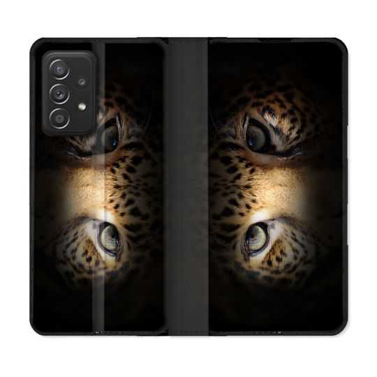 Housse Cuir Portefeuille Pour Samsung Galaxy A53 5G Animal Leopard Yeux