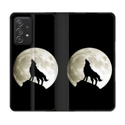 Housse Cuir Portefeuille Pour Samsung Galaxy A53 5G Animal Loup Noir