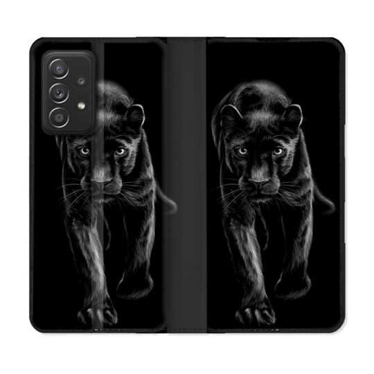 Housse Cuir Portefeuille Pour Samsung Galaxy A53 5G Animal Panthère Noire