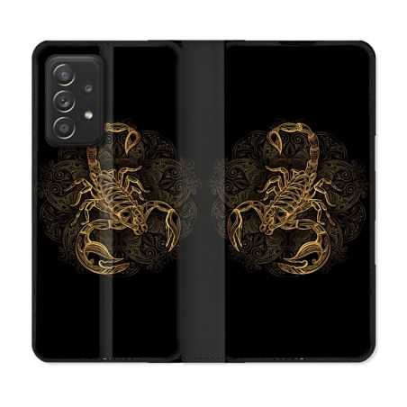 Housse Cuir Portefeuille Pour Samsung Galaxy A53 5G Animal Scorpion Fresque