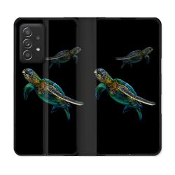 Housse Cuir Portefeuille Pour Samsung Galaxy A53 5G Animal Tortue Noire multicolore