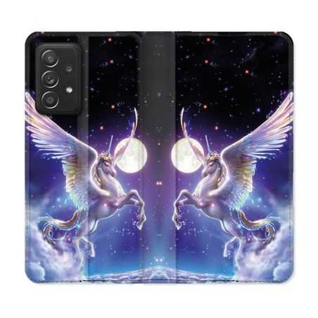 Housse Cuir Portefeuille Pour Samsung Galaxy A53 5G Fantastique Licorne Céleste