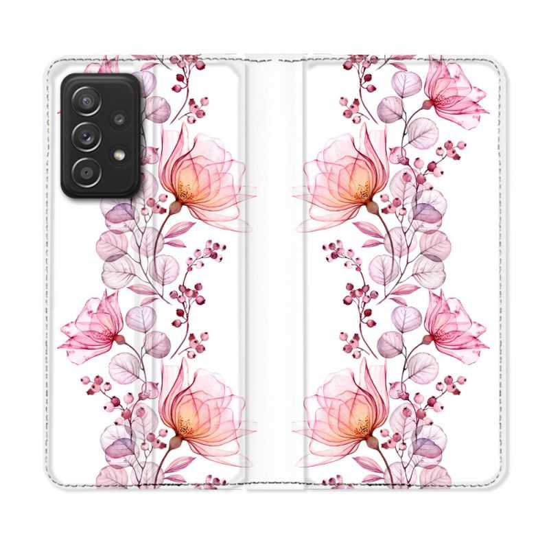 Housse Cuir Portefeuille Pour Samsung Galaxy A53 5G Fleur Eclosion