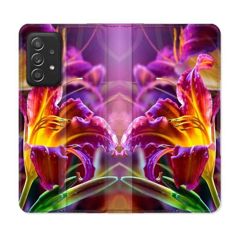 Housse Cuir Portefeuille Pour Samsung Galaxy A53 5G Fleur Lys Color