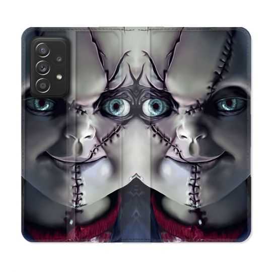 Housse Cuir Portefeuille Pour Samsung Galaxy A53 5G Horreur Chucky Cicatrice