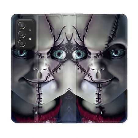 Housse Cuir Portefeuille Pour Samsung Galaxy A53 5G Horreur Chucky Cicatrice