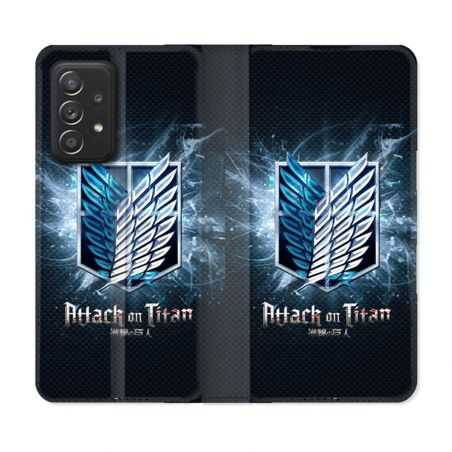 Housse Cuir Portefeuille Pour Samsung Galaxy A53 5G Manga Attaque Titans Noir