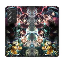 Housse Cuir Portefeuille Pour Samsung Galaxy A53 5G Manga Demon Slayer Groupe