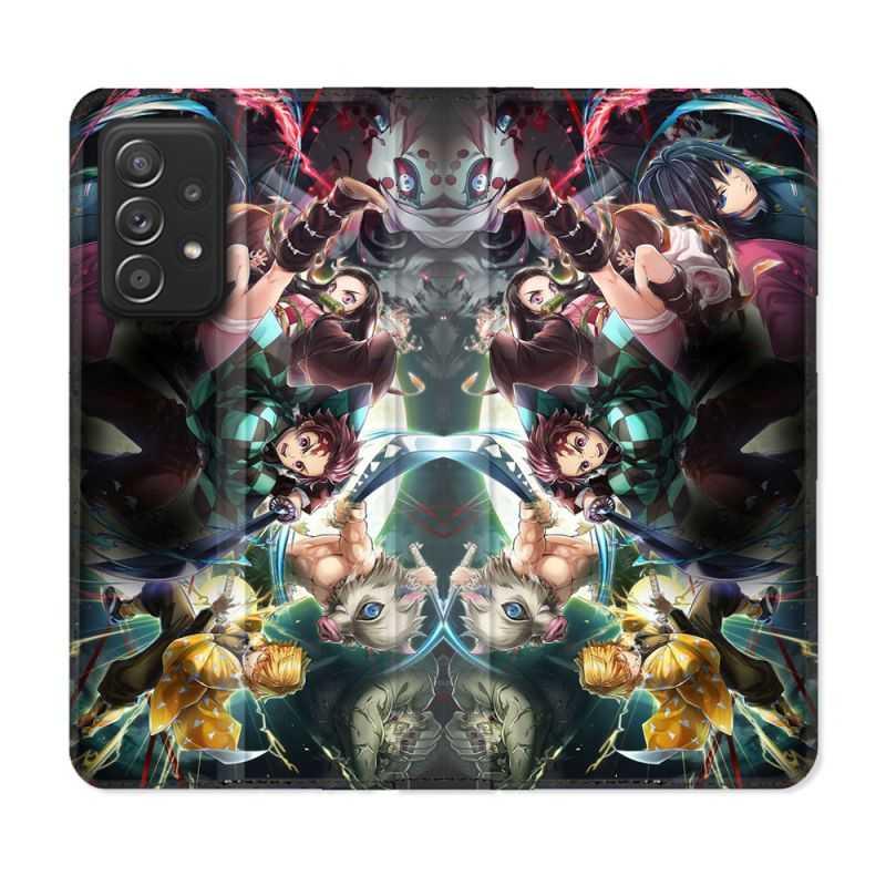 Housse Cuir Portefeuille Pour Samsung Galaxy A53 5G Manga Demon Slayer Groupe