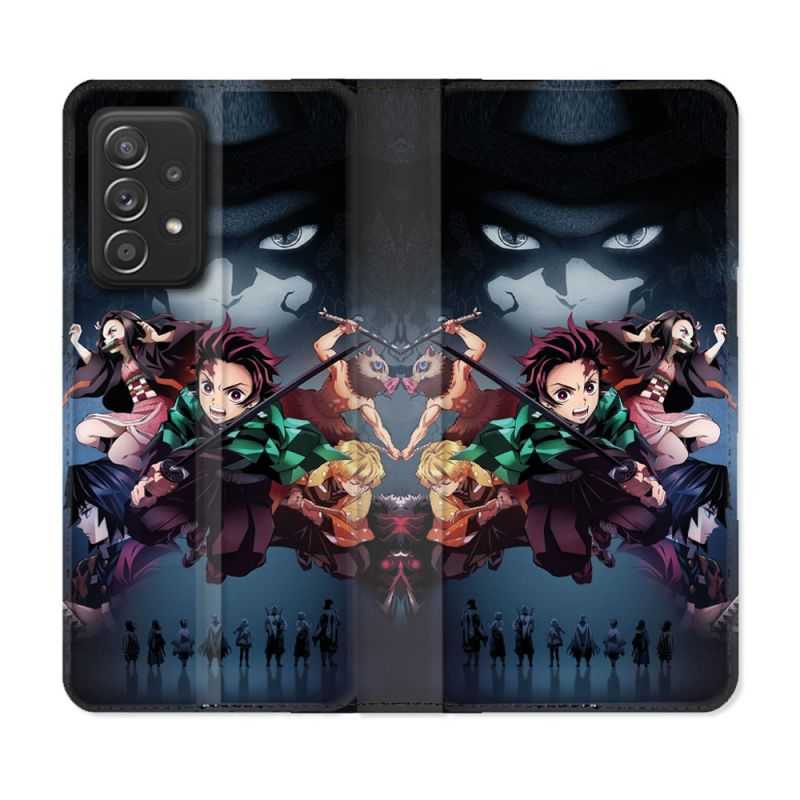 Housse Cuir Portefeuille Pour Samsung Galaxy A53 5G Manga Demon Slayer Noir
