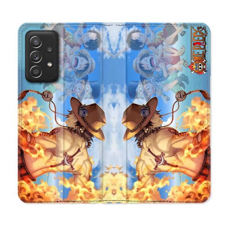 Housse Cuir Portefeuille Pour Samsung Galaxy A53 5G Manga One Piece Ace Color