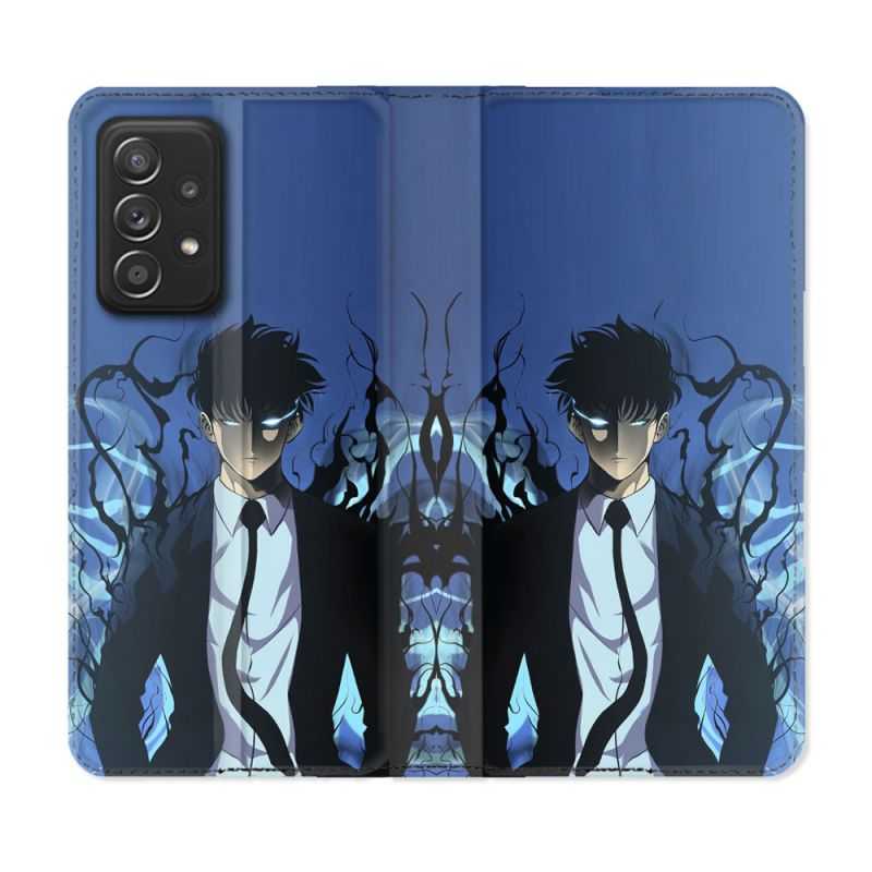 Housse Cuir Portefeuille Pour Samsung Galaxy A53 5G Manga Solo Leveling Sung Bleu