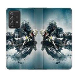 Housse Cuir Portefeuille Pour Samsung Galaxy A53 5G Moto Cross Ombre