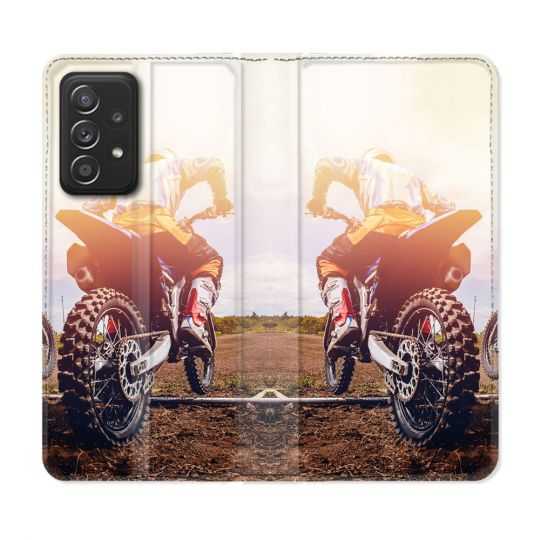 Housse Cuir Portefeuille Pour Samsung Galaxy A53 5G Moto Cross Soleil