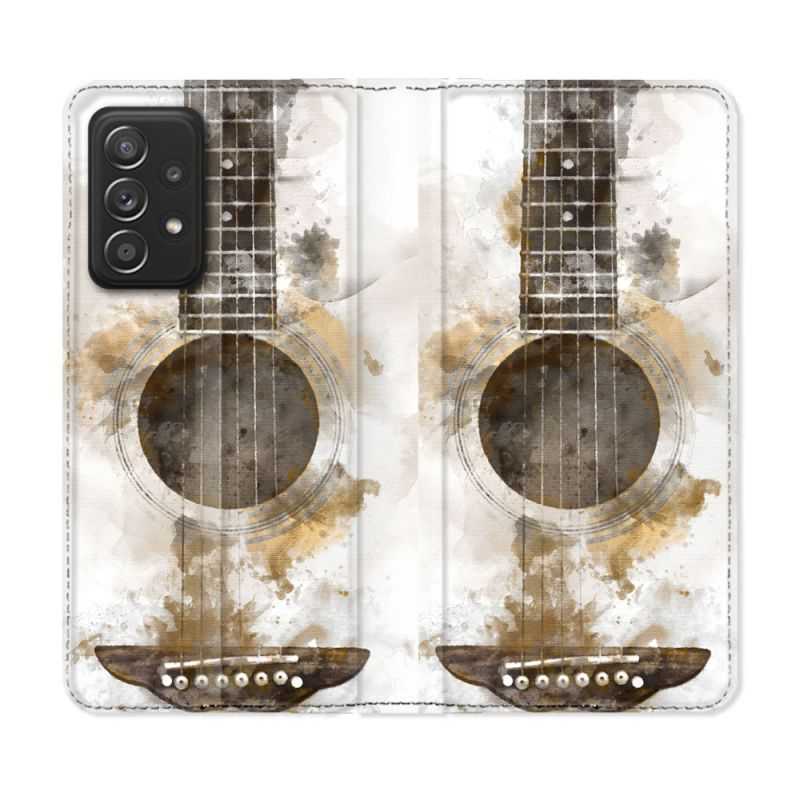 Housse Cuir Portefeuille Pour Samsung Galaxy A53 5G Musique Guitare Tag