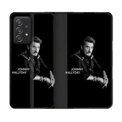 Housse Cuir Portefeuille Pour Samsung Galaxy A53 5G Musique Johnny Hallyday Noir