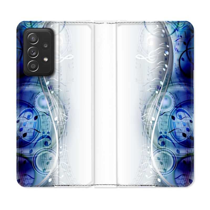 Housse Cuir Portefeuille Pour Samsung Galaxy A53 5G Musique Partition Vague